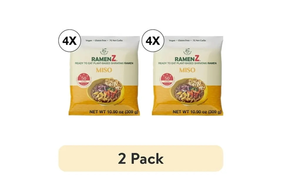 2 Pack Ramen Z Miso 4pc Pack Shiratake Noodles Keto Gluten Free Dairy Free No Trans Fat Konjac Noodles