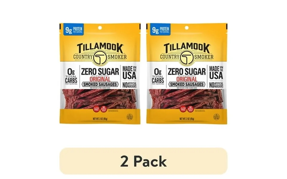2 Pack Tillamook Country Smoker 3oz Zero Sugar Original Flavor Smoked Sausages In A Bag