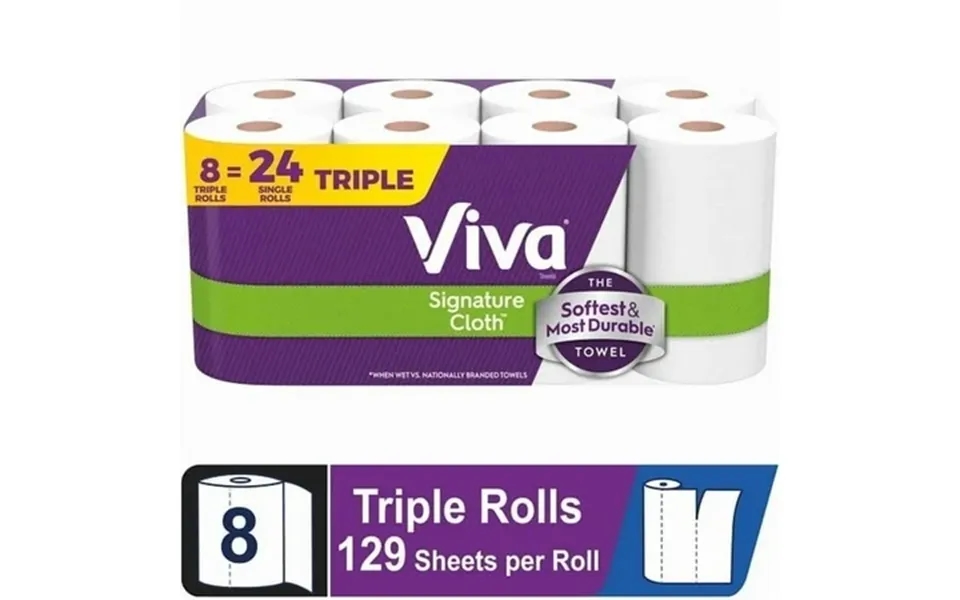 2 Pack Viva Signature Cloth Paper Towels 8 Triple Rolls 129 Sheets Per Roll