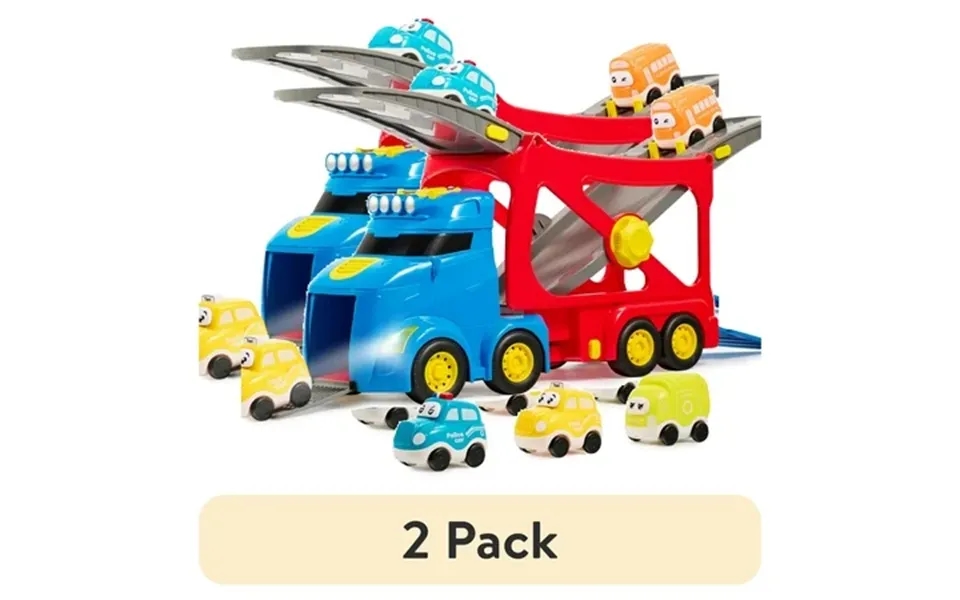2 Pack Vroomix By Joyin 3-layer Extra Large Construction Truck Toys For Boy Girls 7-in-1 Big Transport Vehicle Carrier T