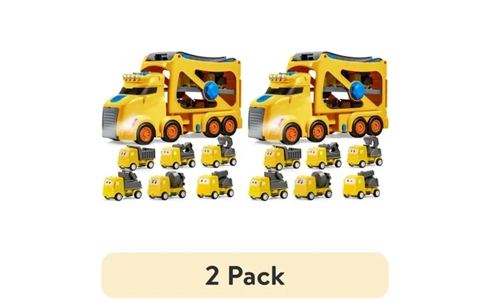 2 Pack Vroomix By Joyin 3-layer Extra Large Construction Truck Toys For Boy Girls 7-in-1 Big Transport Vehicle Carrier T