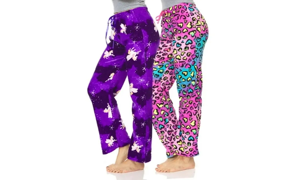 2 Pack Women’s Ultra-soft Fleece Comfy Stretch Pajama Lounge Pants Fleece Sleepwear