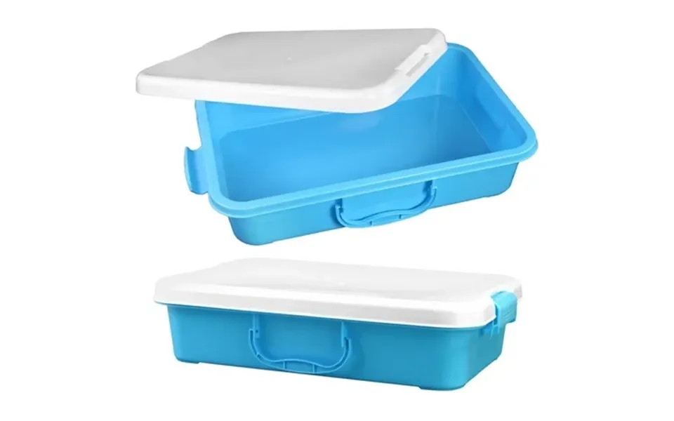 2 Pcs 15 X 10 Inch Sensory Bin Sand Tray Plastic Sandbox With Lid And Handles Multisensory Toys Blue White