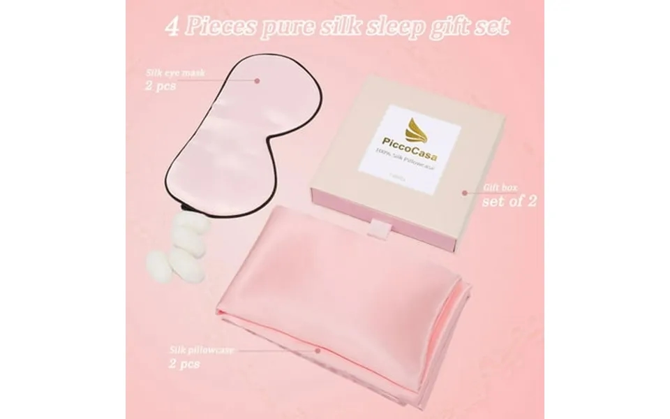 2 Pcs Silk Pillowcase Both Sides Silk 2 Pcs Eye Mask For Hair And Skin With Envelope Closure King Pink