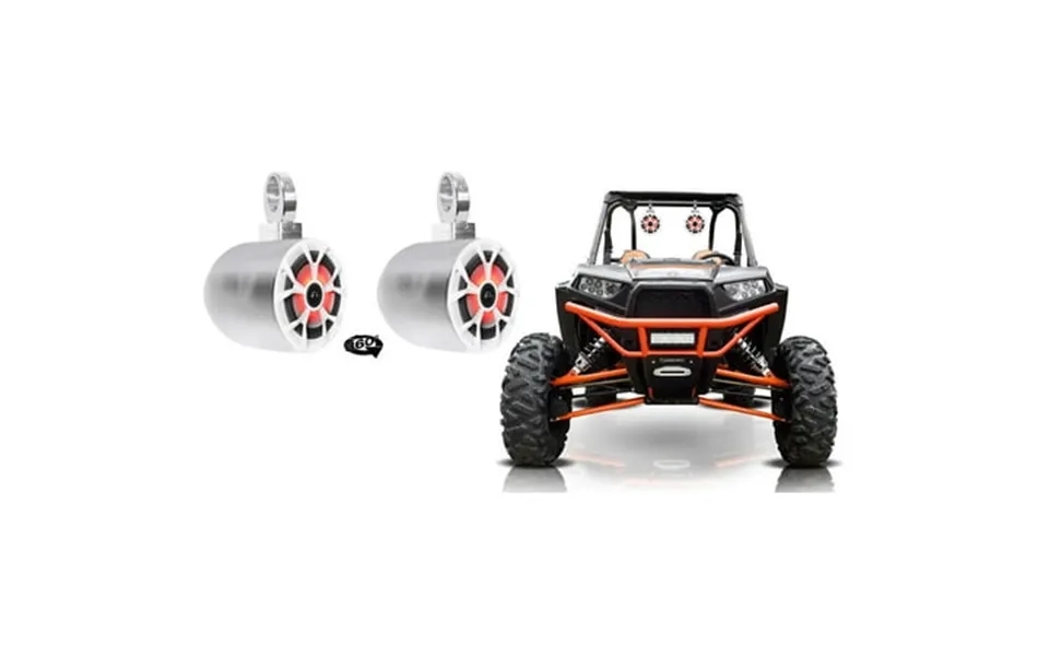 2 Rockville 6.5 Led 360 Degree Swivel Chrome Tower Speakers For Rzr Atv Utv