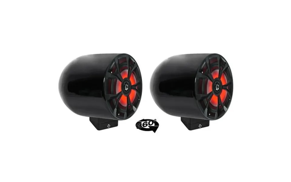 2 Rockville 6.5 Led 360 Swivel Black Aluminum Surface Mount Boat Speakers