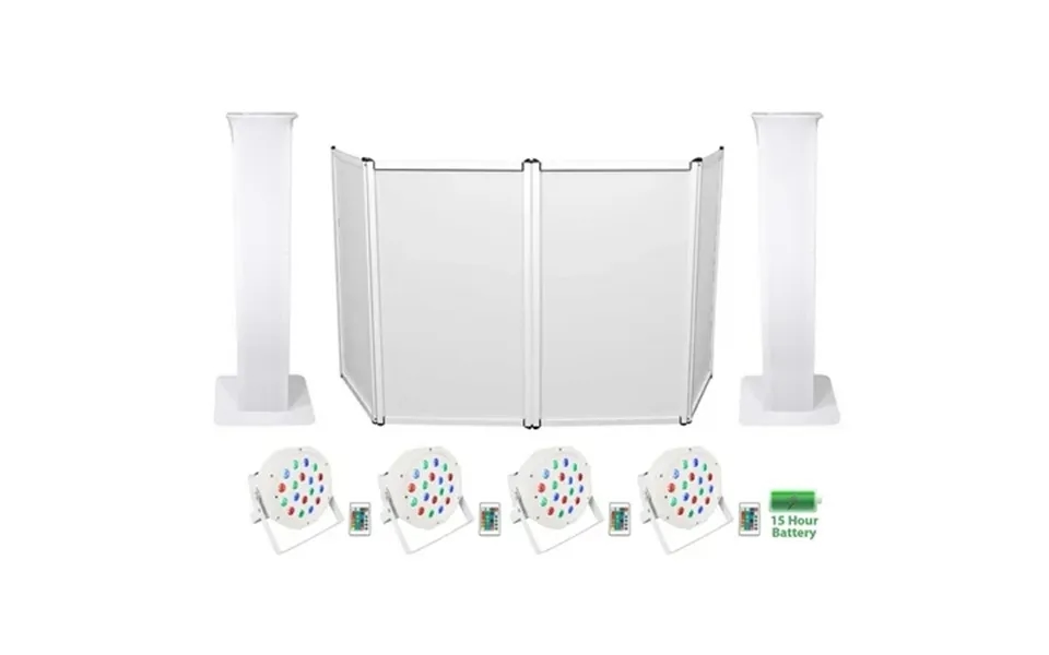 2 Rockville 8 Ft. Totem Stands Dj Facade 4 Battery Powered Wash Up-lights