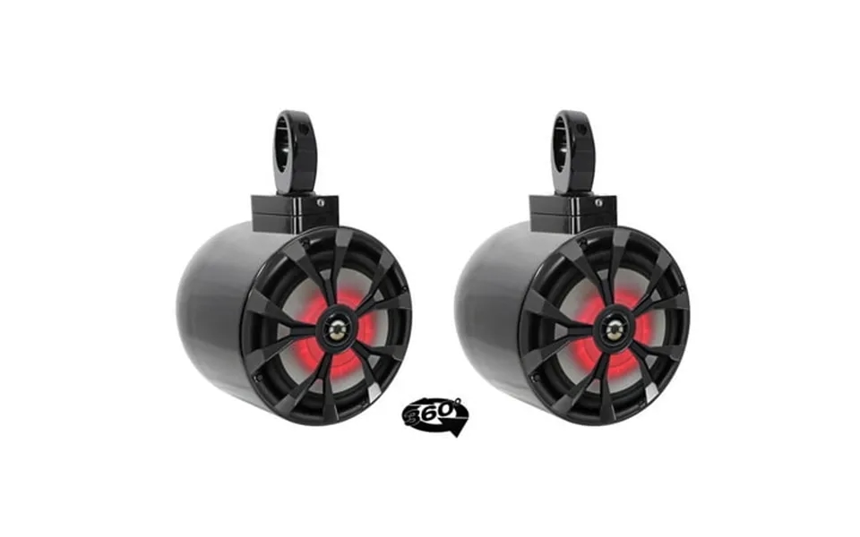 2 Rockville 8 Led 900 Watt 360 Swivel Black Aluminum Wakeboard Tower Speakers