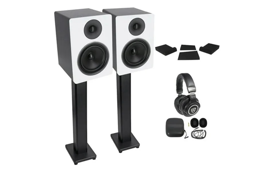 2 Rockville Apm6w 6.5 350w Powered Studio Monitors Stands Pads Headphones