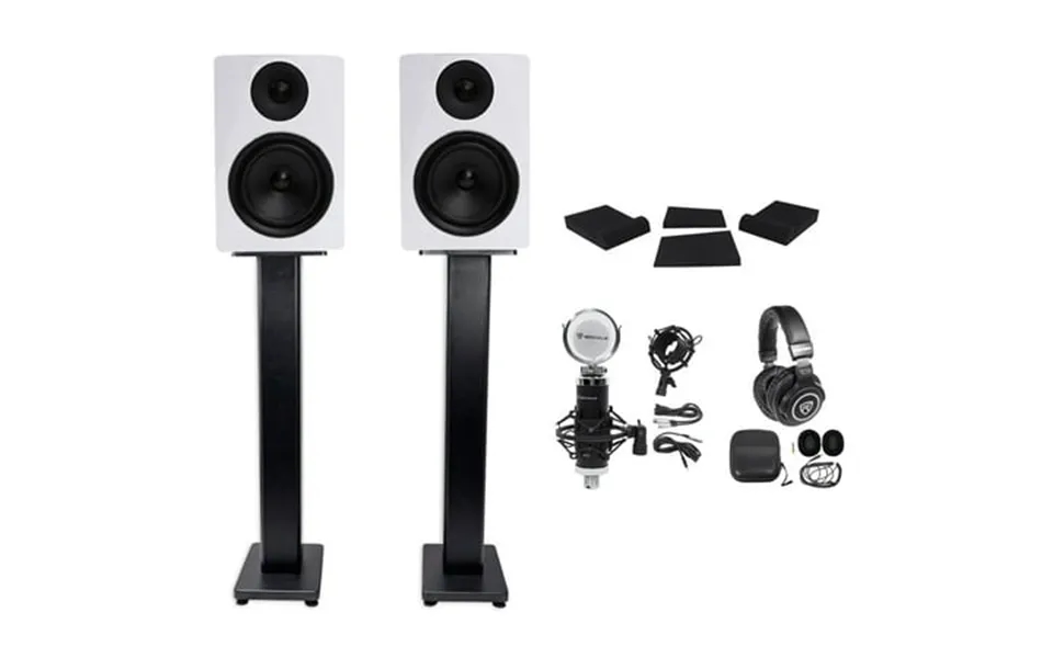 2 Rockville Apm6w 6.5 350w Studio Monitors 36 Stands Pads Headphones Mic