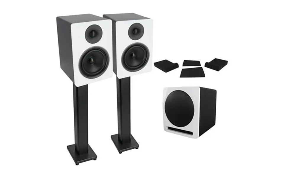 2 Rockville Apm6w 6.5 Powered Studio Monitors Active 10 Subwoofer Stands Pads