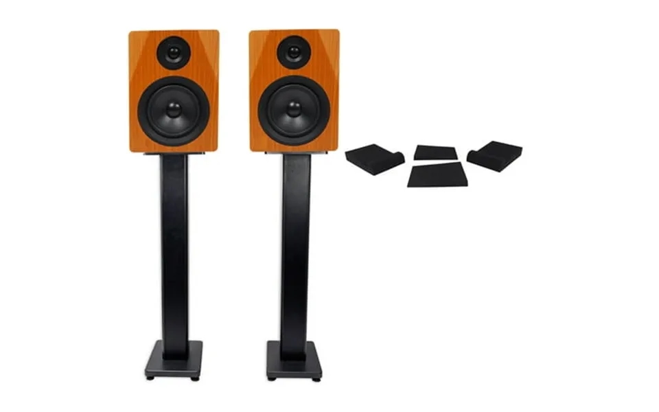 2 Rockville Dpm5c Dual Powered 5.25 Inch 300w Active Studio Monitors Stands Pads