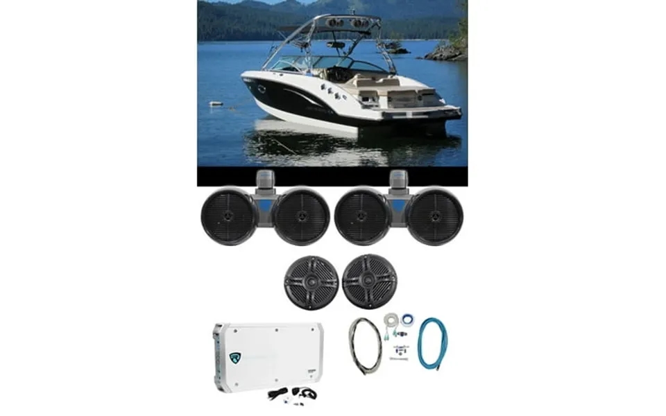 2 Rockville Dual 8 Wakeboards 2 6.5 Speakers 6-channel Amplifier Amp Kit