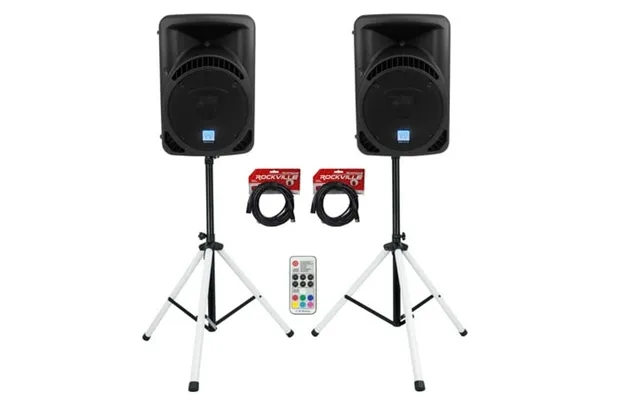 2 Rockville Rpg12bt 12 Powered Wireless Link Dj Speakers Bluetooth Led Stands product image