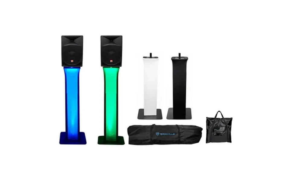 2 Rockville Rpg15 15 Powered 1000 Watt 2-way Dj Speakers Totem Style Stands