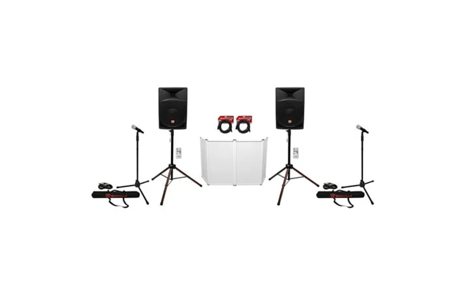 2 Rockville Rpg15 15 Powered 1000w Dj Pa Speakers Led Stands Facade 2 Mics