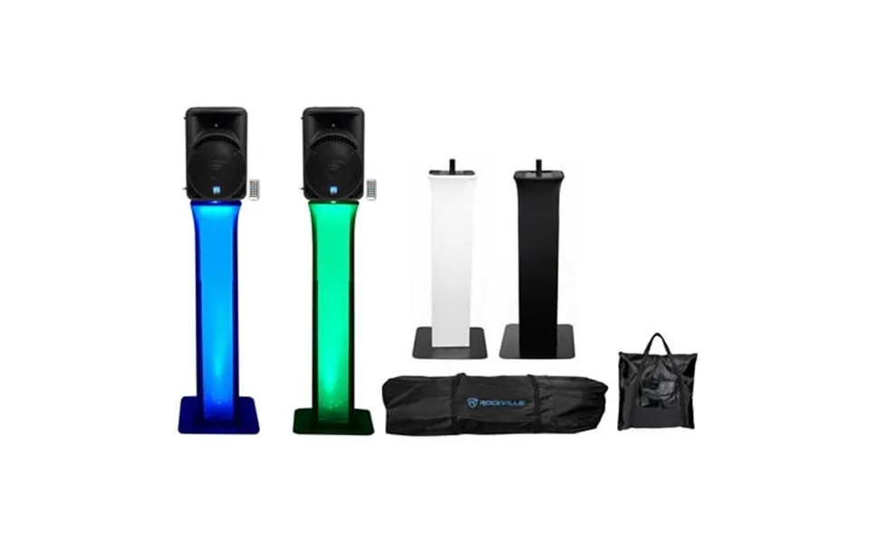 2 Rockville Rpg15bt 15 Powered 1000w Dj Bluetooth Speakers Totem Style Stands