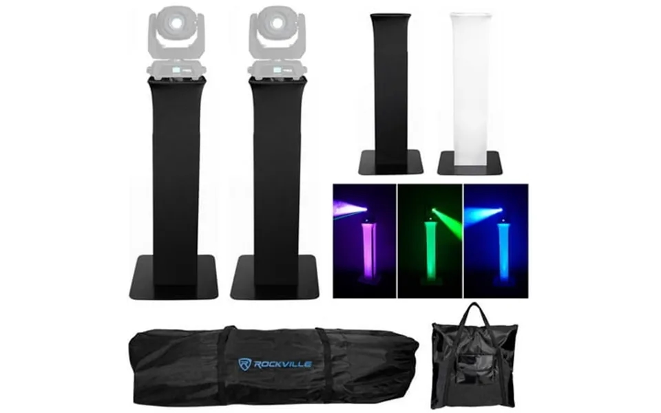 2 Rockville Rtp32b Totem Moving Head Light Stands Black White Scrims Carry Bags