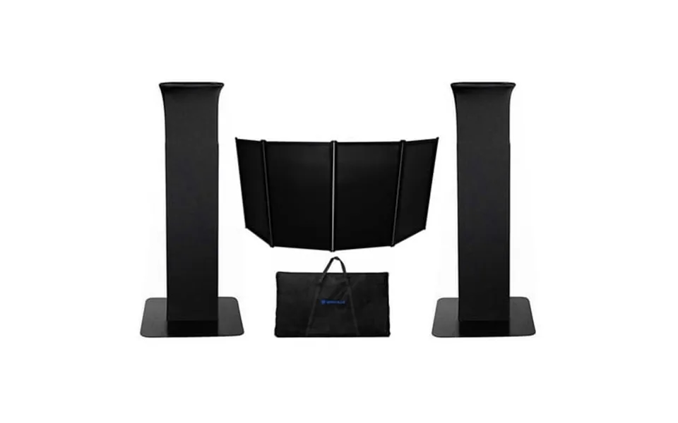 2 Rockville Rtp32b Totem Moving Head Light Stands Black White Scrims Facade