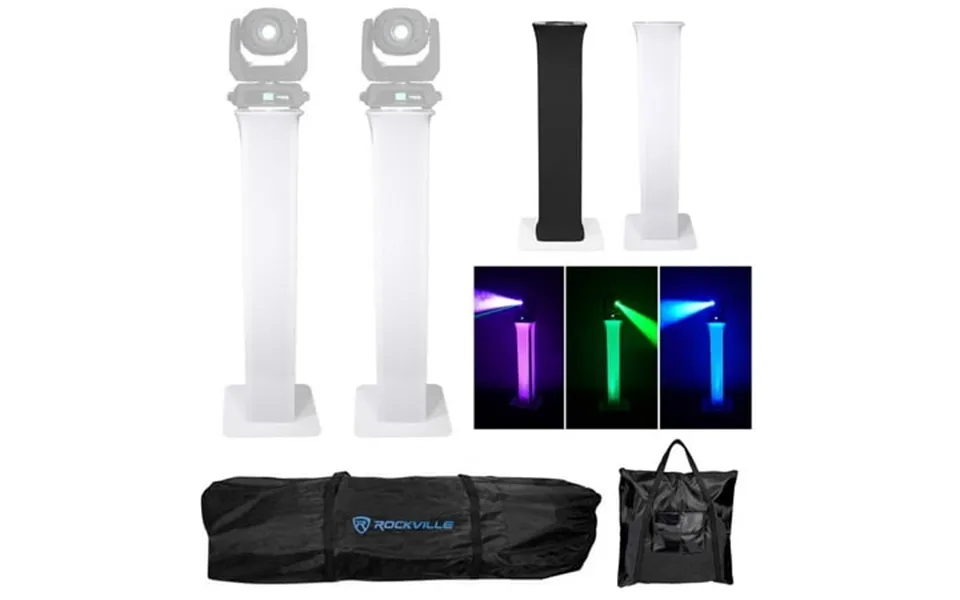 2 Rockville Rtp32w Totem Moving Head Light Stands Black White Scrims Carry Bags