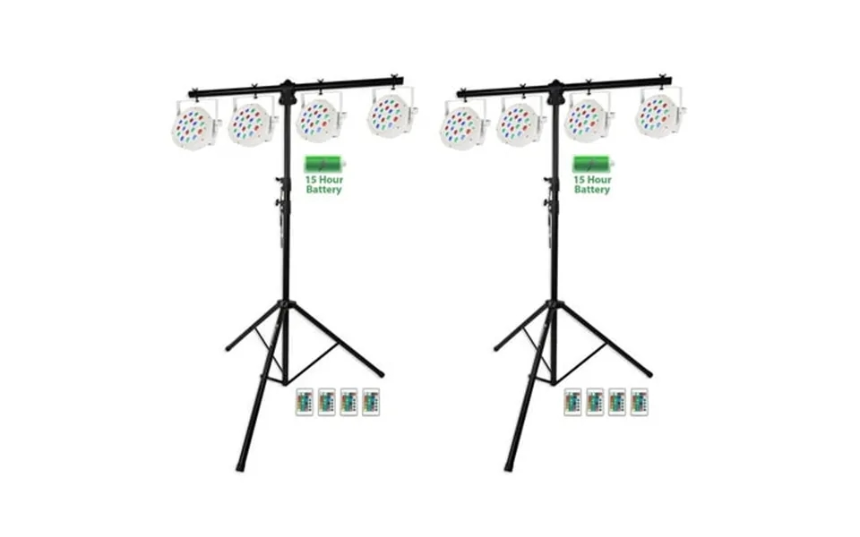 2 Rockville Rvls1 Tripod Lighting Stands Wside Bars 8 White Battery Par Lights