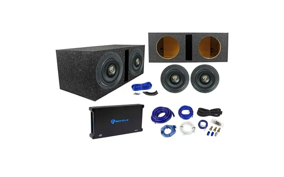 2 Rockville W10k9d2 10 6400w Subwoofers Sealed Sub Box Mono Amplifier Amp Kit