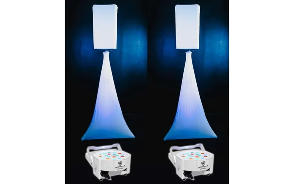2 Rockville White 10 Pa Dj Speaker Covers Scrims Stands Lights 4 Wedding Church