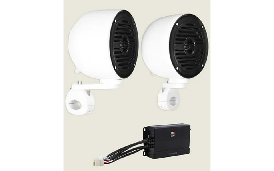 2 Rockville White 4 200w Rollbar Roll Cage Tower Speakers Amp For Atv Utv Cart