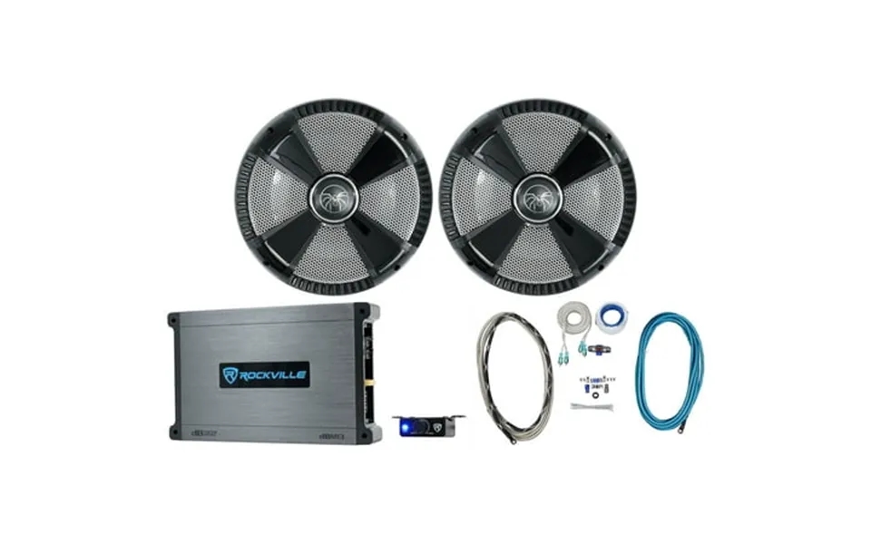 2 Soundstream Msw.102 10 600 Watt Marine Boat Utv Subwoofers Amplifier Amp Kit