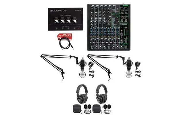 2-person Podcast Podcasting Recording Kit W Mackie Profx10 V3 Mixer Boom Arms product image