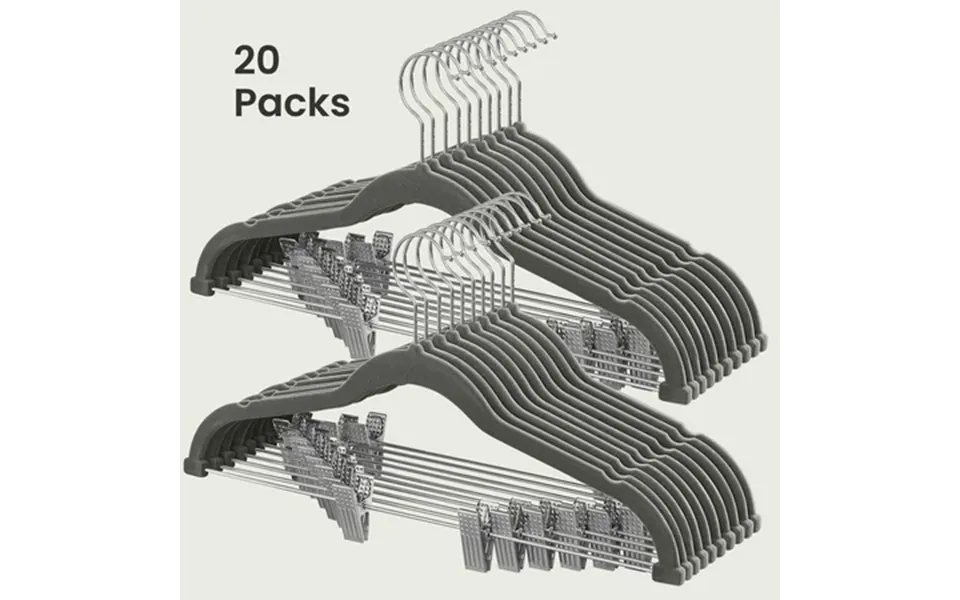 20 Pack Skirt Pants Hangers 17 Inch Long Velvet Clips Hangers With Adjustable Clips Non-slip For Skirts Coats Dresses Gr