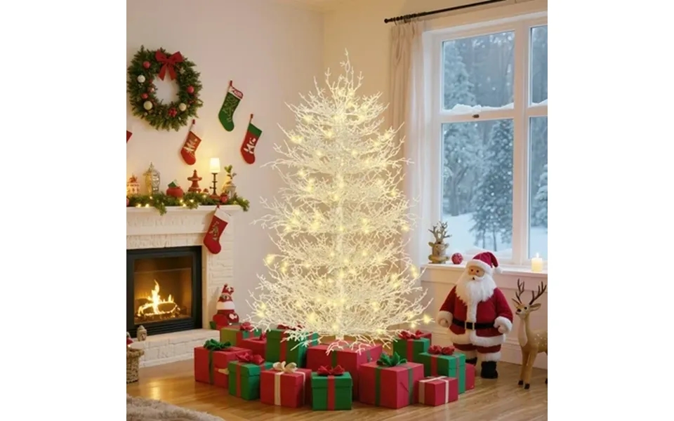 2025 Newest 4ft Artificial Christmas Tree Pre-lit Aspen Fir Hinged Xmas Tree With 280 Snow Flocked Branch Tips Christmas