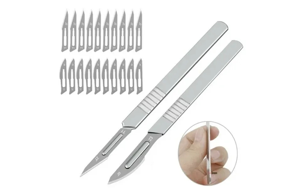 20pc Carbon Steel Scalpel Blades 2pc Handle Diy Cutting Pcb Repair Hand Tools