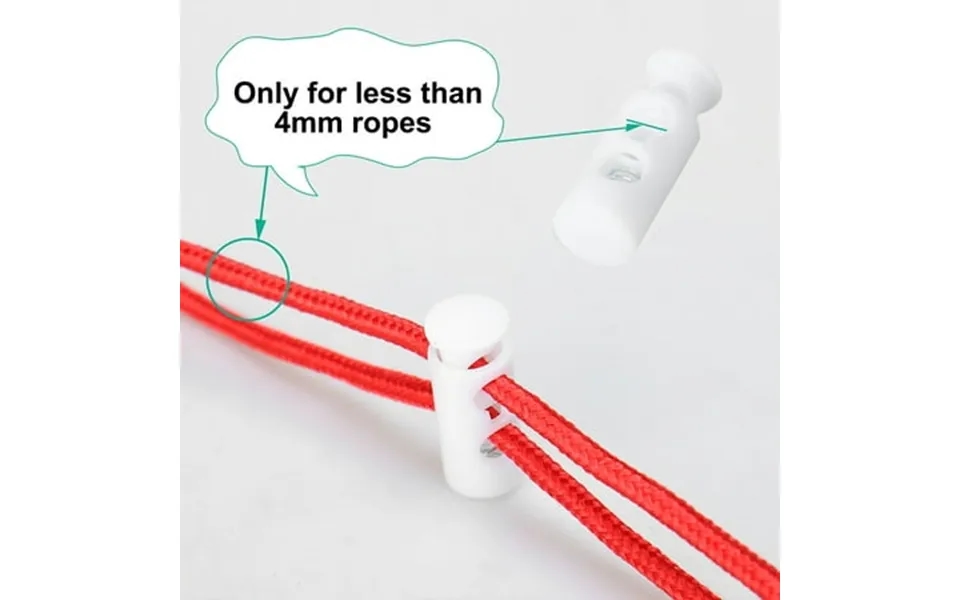 20pcs Spring Cord Locks Plastic End Clip Stoppers Fastener Double Holes Rope Toggle Slider White