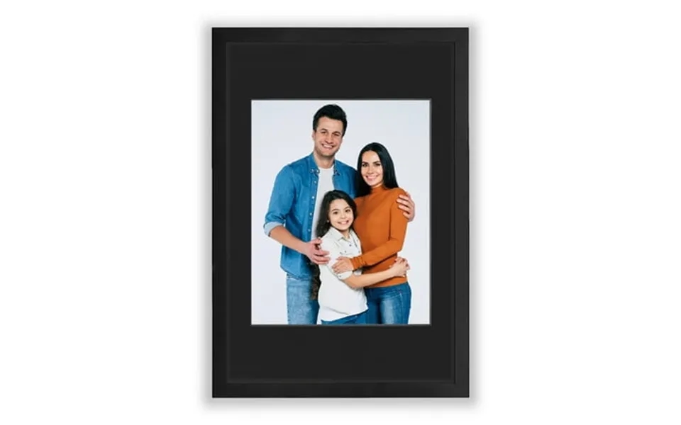 20x30 1.25 Black Wood Picture Frame Displays 16x20 Photo With Black Mat