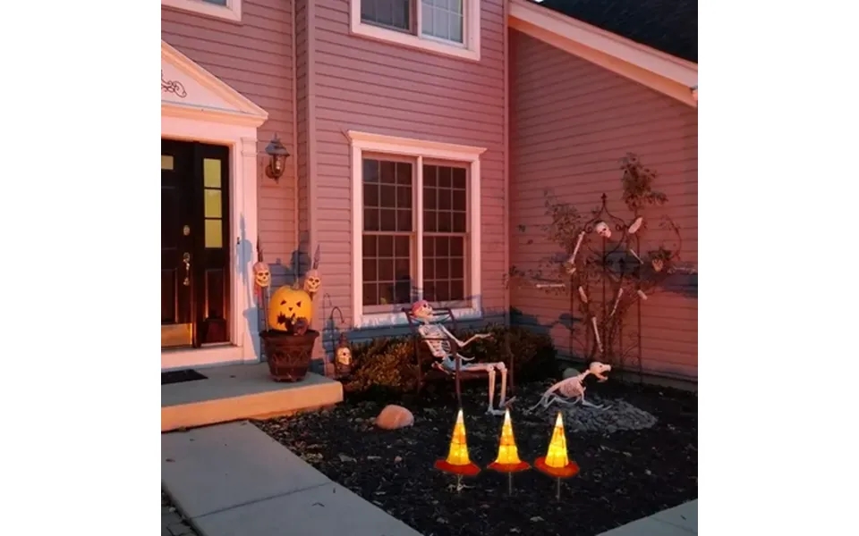 23 In. Pre-lit Candy Corn Witch’s Hat Garden Stakes