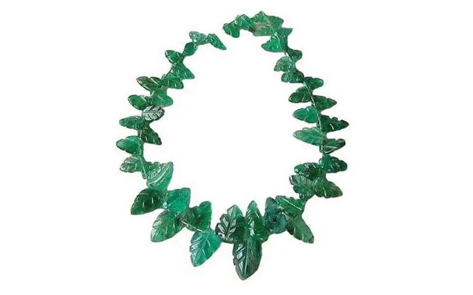 23cts Natural Emerald Carved Leaf Bead 16 Inchstrand 5x3x2mm To 9