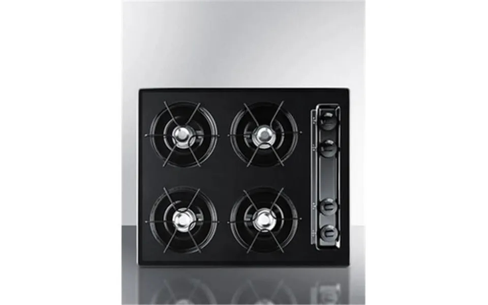 24 In. Wide 4 Burner Gas Cooktop Black With Gas Spark Ignition