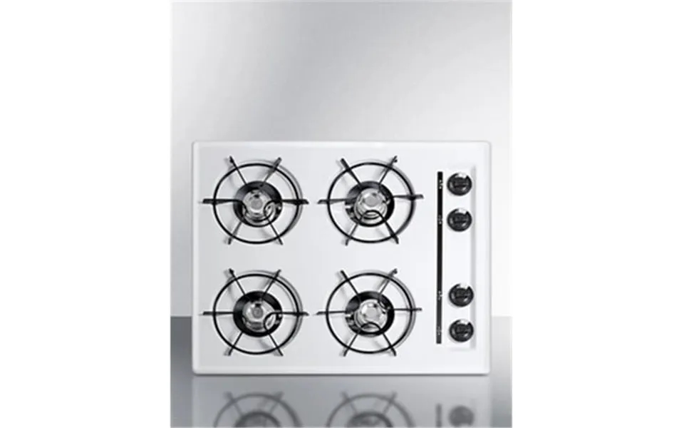 24 In. Wide 4 Burner Gas Cooktop White With Gas Spark Ignition