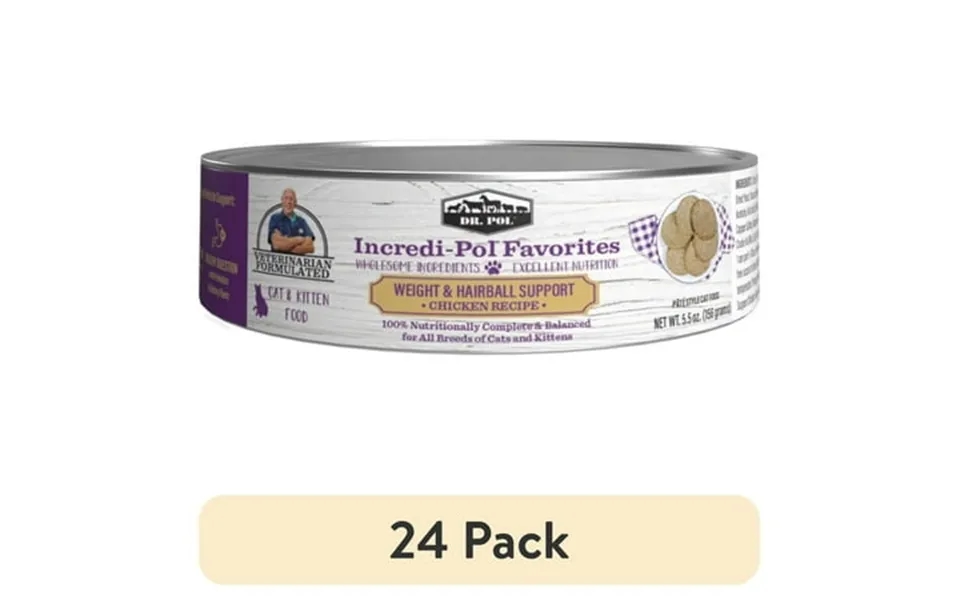 24 Pack Dr. Pol Incredi-pol Favorites Chicken Weight And Hairball Support Canned Cat Food 5