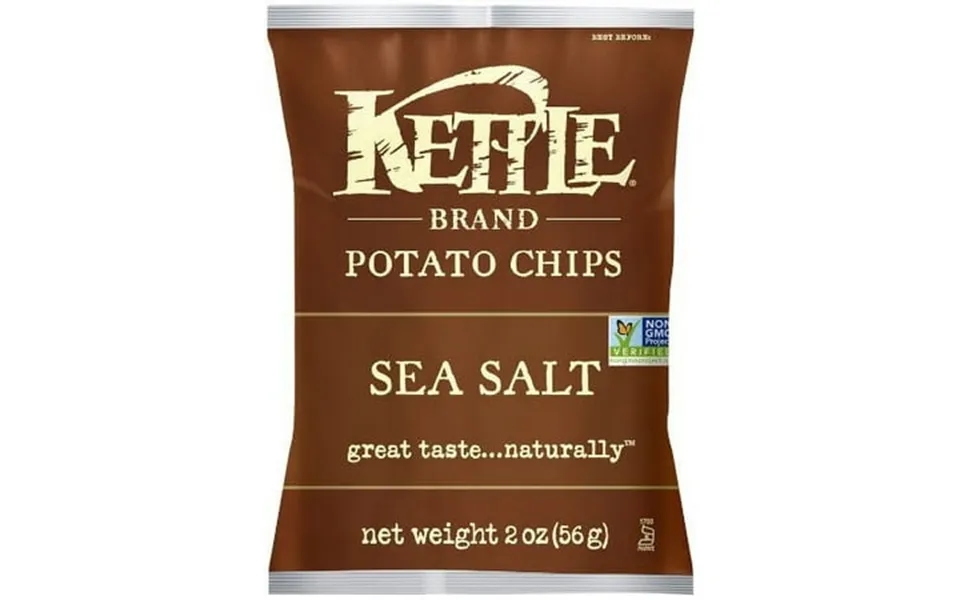 24 Packs Kettle Brand Potato Chips Caddy Sea Salt 2-ounce Bags 6 Count
