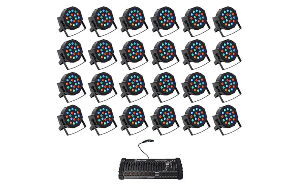 24 Rockville Rockpar50 Led Rgb Par Can Dj Club Wash Lights 384 Ch Dmx Controller