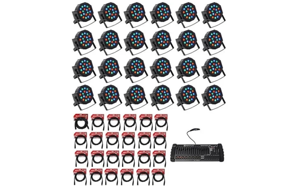 24 Rockville Rockpar50 Par Can Dj Club Wash Lights 384 Ch Dmx Controller Cables