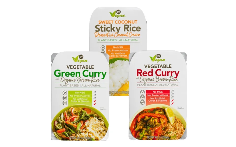 24 Vegan Rice Sampler Pack - Green Curry Red Curry And Coconut Sticky Rice