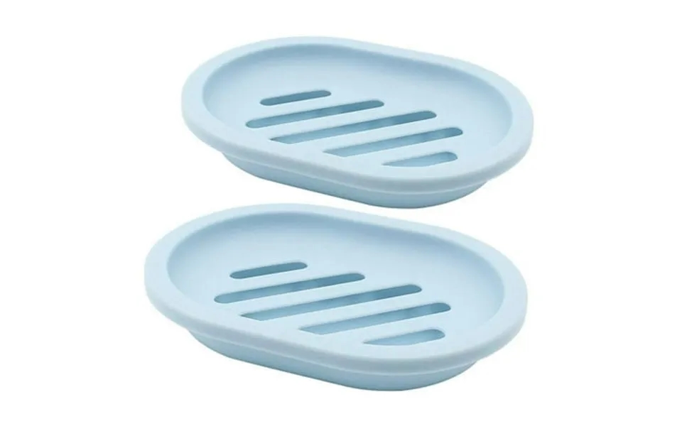 2pack Soap Dish With Drain Holder Container Soap Saver Bathroom Shower Soap Case Blue