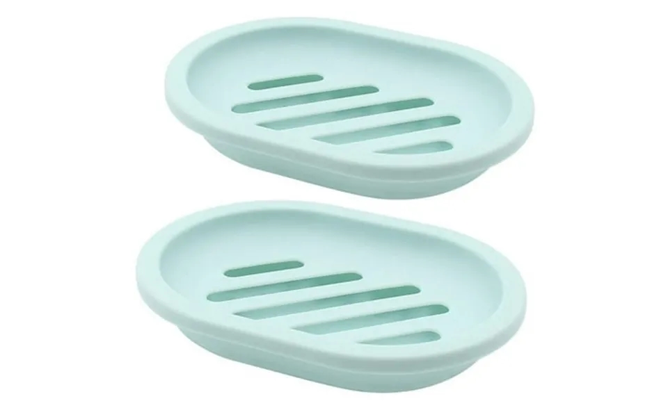 2pack Soap Dish With Drain Holder Container Soap Saver Bathroom Shower Soap Case Green