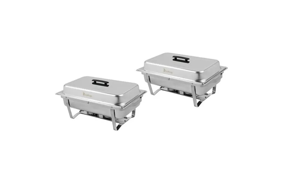 2pcs Buffet Serve Chafer 8qt Stainless Steel Catering Serve Chafer Dishes Rectangular Full-size Buffet Stove Set W Water