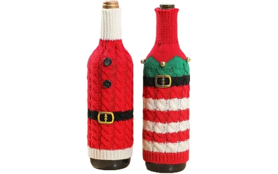 2pcs Christmas Wine Bottle Sweater Funny Santa Cover For Red Wine & Champagne Reusable Holiday Party Gift Decoration