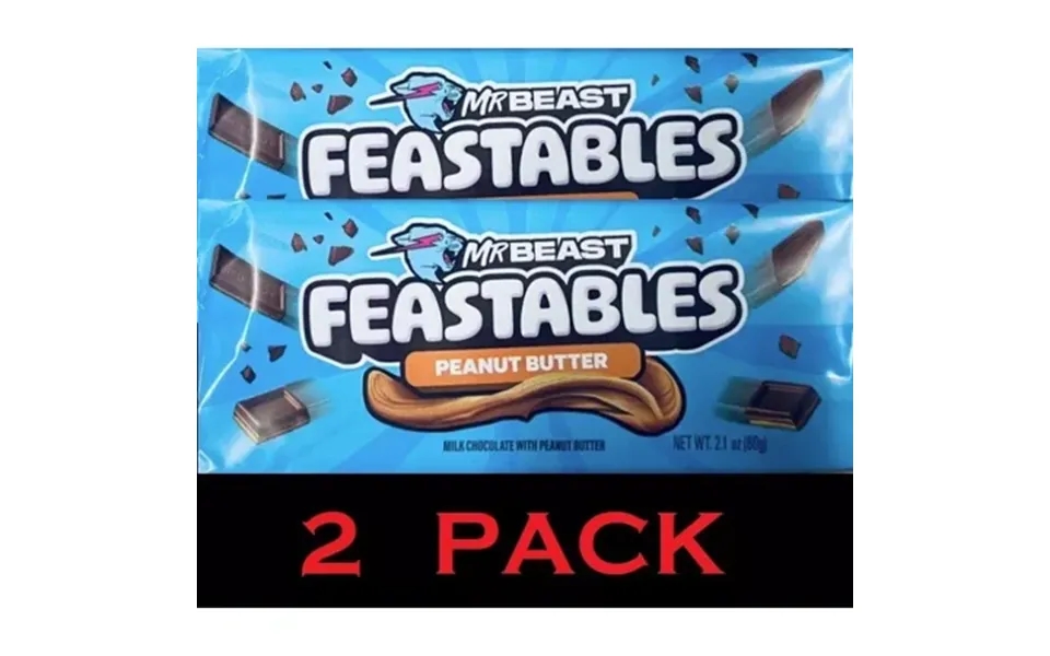 2x Mr Beast Feastables Peanut Butter Milk Chocolate New Bar 2