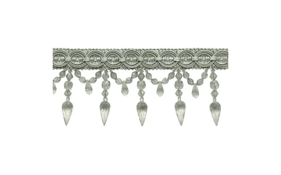 3 3 4 9.5cm Long Decorative Beaded Fringe Trim With Fancy Gimp Header Large Teardrop Design Bf334 Silver Grey 049 Grey S